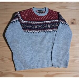 Vintage PINE STATE Womens Sweater Fair Isle Heather Blue X-mas Grandpa Core Sz M